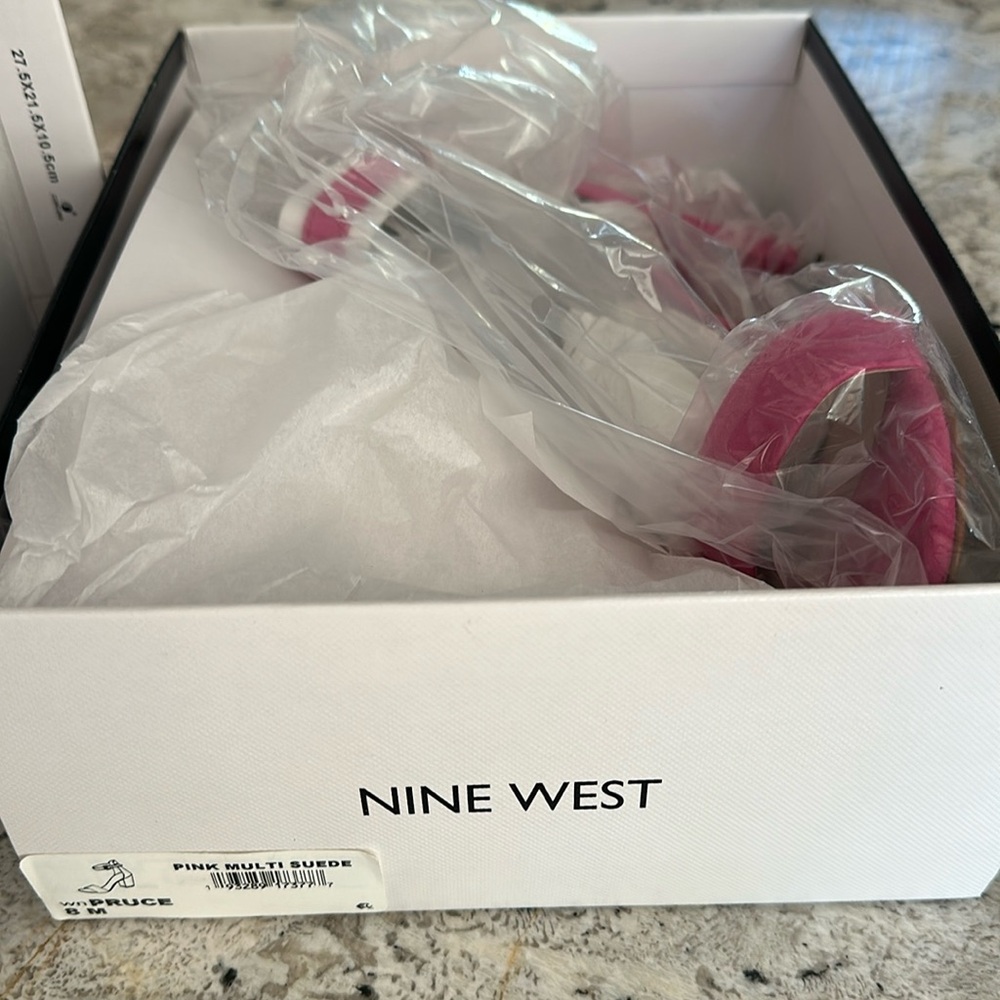 Size 8 Pink multi suede sandal